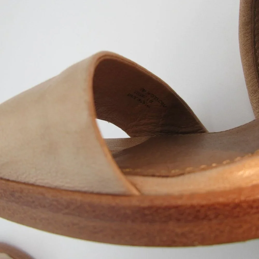 FRYE women's Dani cream leather cross strap‎ stacked heel sandals 10